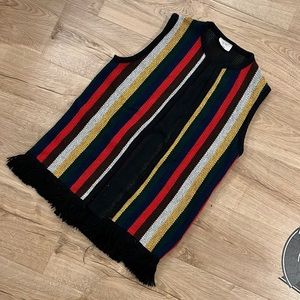 Vintage sears Tapestry fringe sweater vest